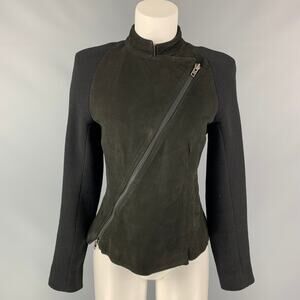 HAIDER ACKERMANN Size 4 Black Virgin Wool Blend Asymmetrical Raglan Jacket
